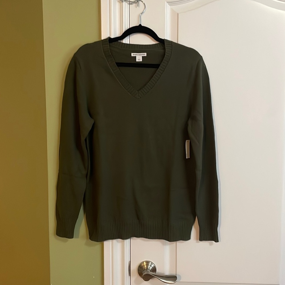 NWT olive green v-neck sweater